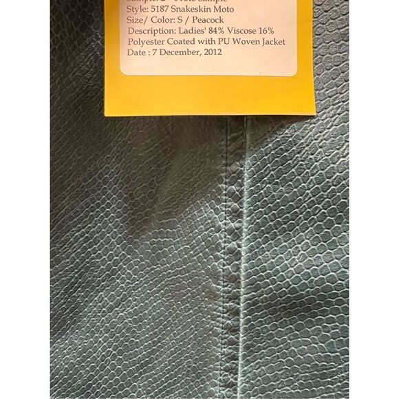 Blanc Noir Black Dark Teal snakeskin Leather Moto Jacket size S NWT Biker - Picture 3 of 5